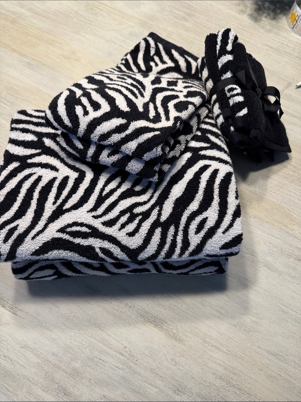 Threshold Zebra-Print Bath Towel Set in Black and White